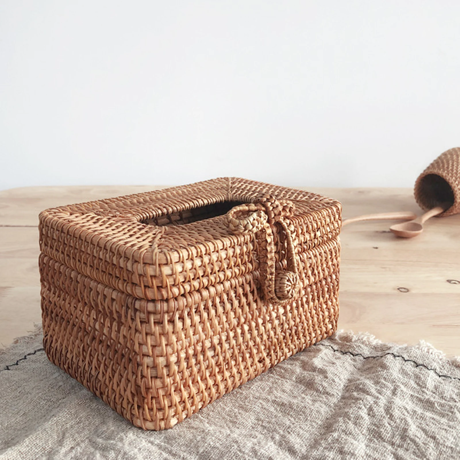 Tissue Box Eco-friendly Large Capacity Rattan Rectangular Facial Paper Holder High Toughness Space-saving Burr Free Great Boxes 6