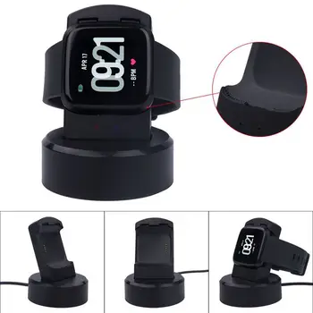 

USB Charger for Fitbit Versa Smart Watch Charging Dock Station Cradle Holder Charger Smart Watch accessories(Black)