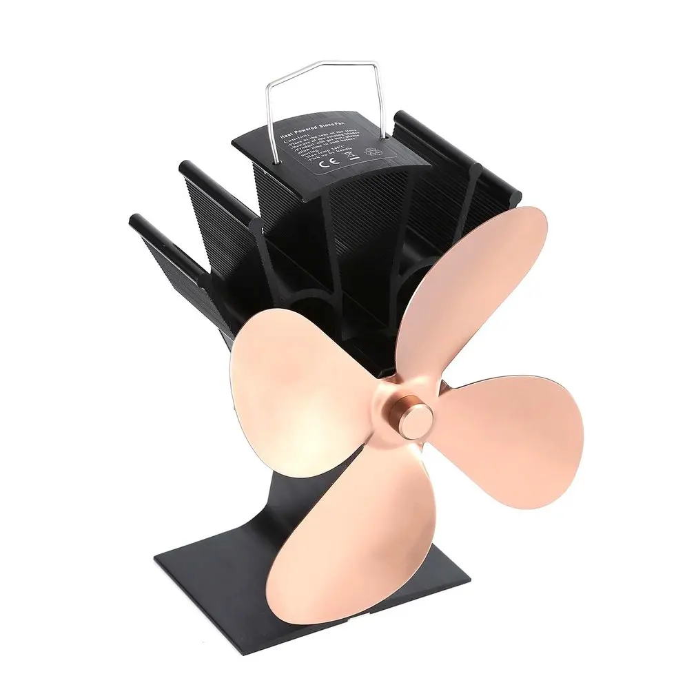 

4 Blades Heat Powered Stove Fan Home Silent Heat Powered Stove Fan Ultra Quiet Self-powered Wood Stove Fireplace Cooling Fan