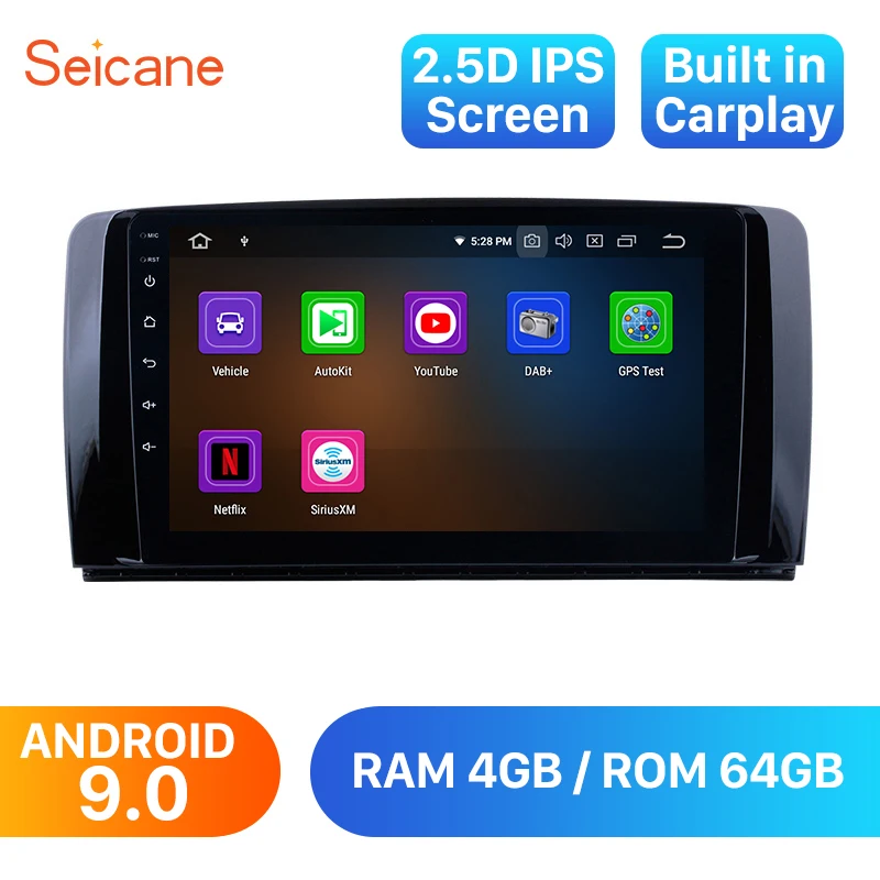 Автомобильный мультимедийный плеер Seicane Navi 9 &quot Android 0 GPS IPS стерео для Mercedes Benz R Class