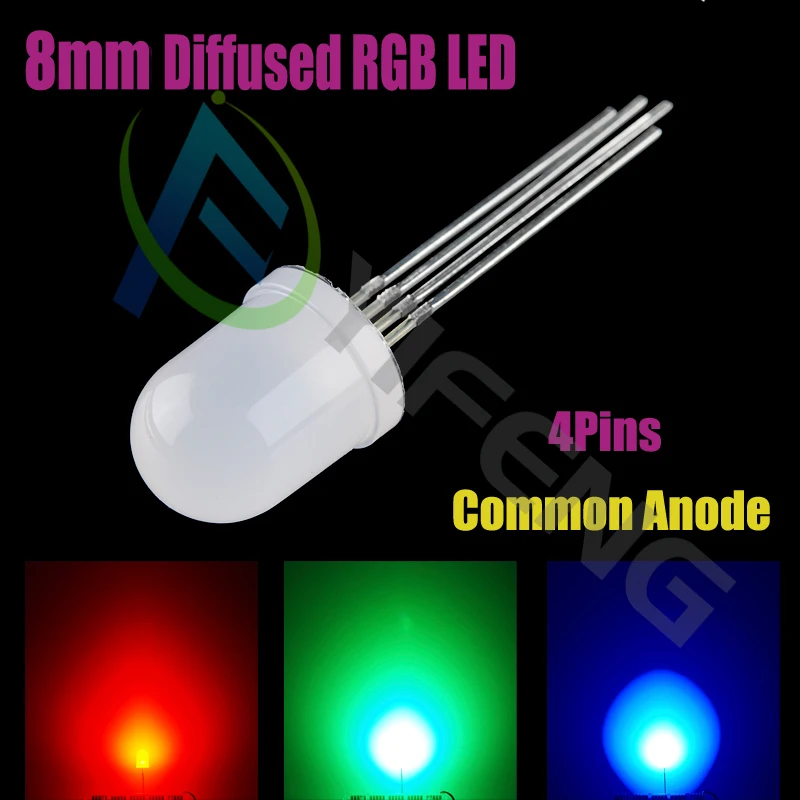 10 шт = полноцветный рассеянный RGB светодиодный, 8 мм, общий анод общий катод диод