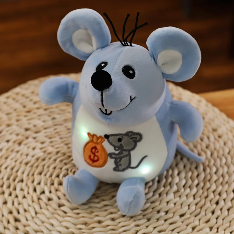 Милая мультяшная Толстая игрушечная крыса, плюшевая игрушка для девочек, детские игрушки для мальчиков, милая светящаяся Музыкальная кукла мышка, подарок на день рождения - Цвет: Синий