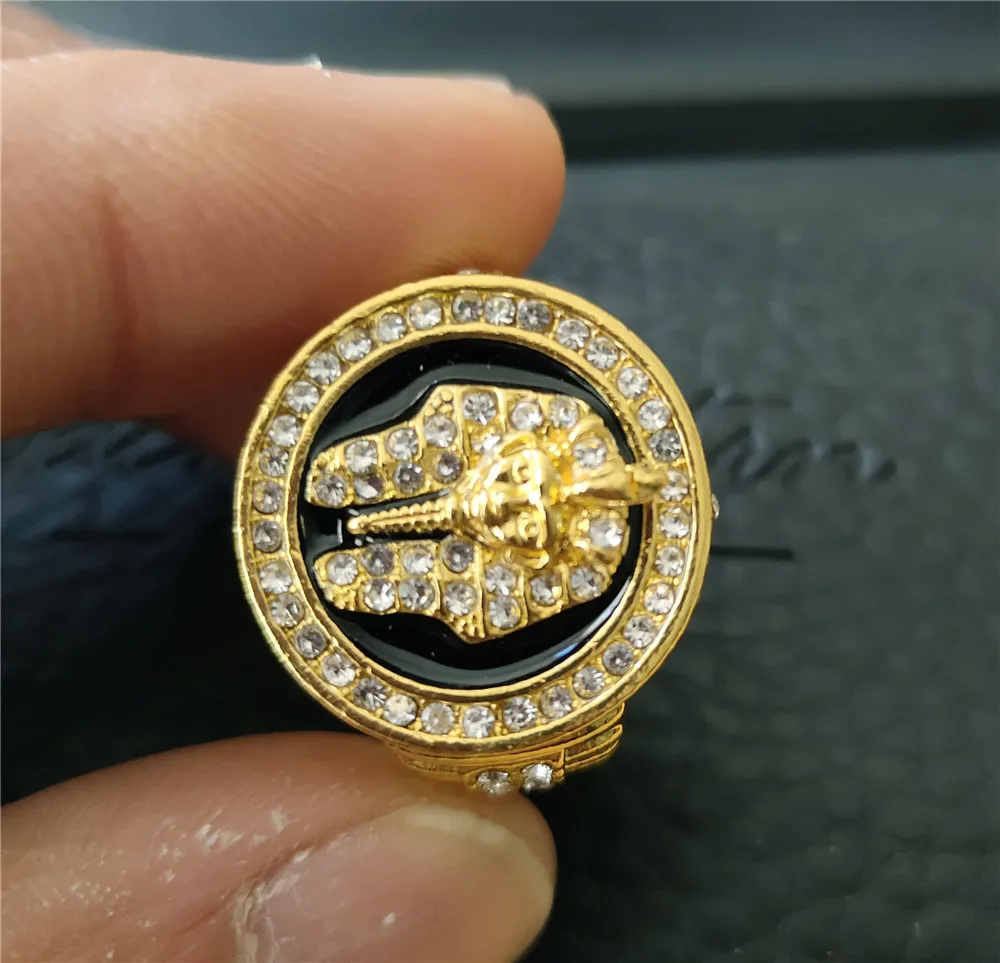 Кольцо в стиле хип-хоп золотого цвета с полным кристаллом египетского короля Фараона байкера мужские Icro проложили AAA CZ камень круглые кольца