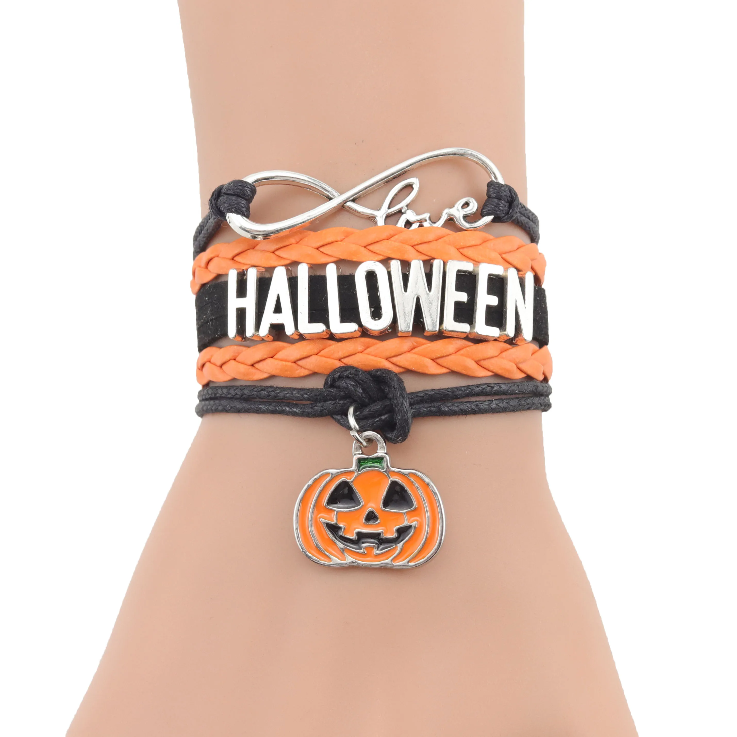 Infinito amor HALLOWEEN pulsera pilas calabaza decoración encanto cuero trenzado envolver pulseras y brazaletes Mujeres Hombres joyería de campo - AliExpress Joyería y accesorios
