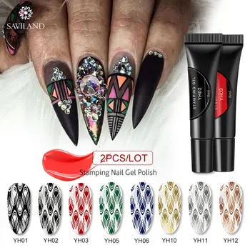 

SAVILAND 2PCS/Set Nail Stamping Gel Polish UV / Led Gel Nail Polish Lacquer Soak Off Varnish for Nail Art Stamping
