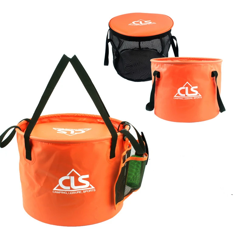 

Outdoor Folding Bucket Double Asphalt Basket Washing Dishes Washing Bucket Camping Stretchable Fishing Bucket Fishing Tackle Bag