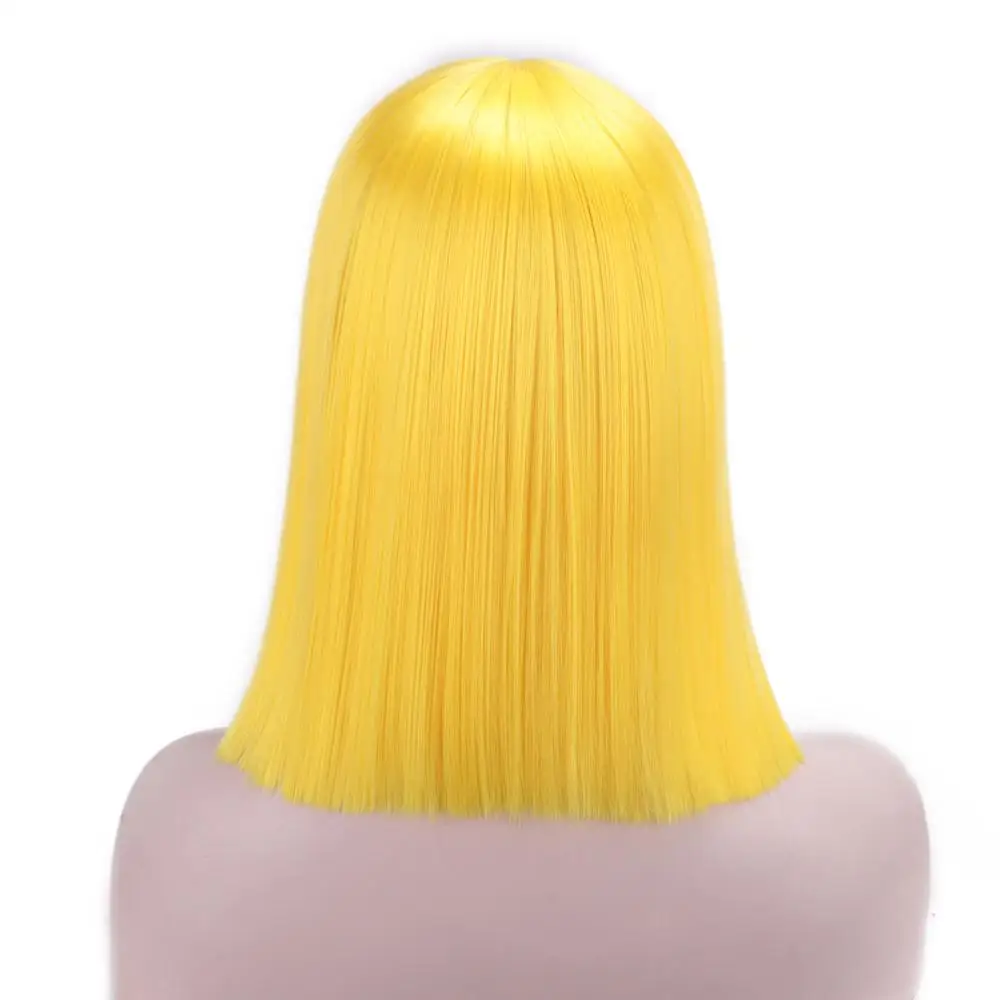 AISI BEAUTY фиолетовый синтетический короткий прямой парик для женщин Омбре блонд боб парики розовый/желтый/черный средняя часть косплей парики - Цвет: 2C