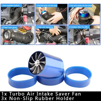 

Blue Air Intake Turbonator Dual Fan Turbine Turbo Supercharger Gas Fuel Saver Brand New And High Quality