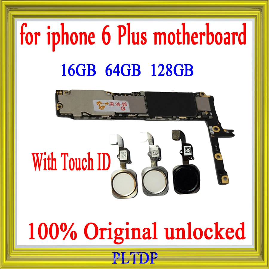 Хорошее тестирование, для iPhone 6 Plus 5,5 дюймов материнская плата с/No Touch ID оригинальная Заводская разблокированная материнская плата 16 Гб 64 г 128 ГБ