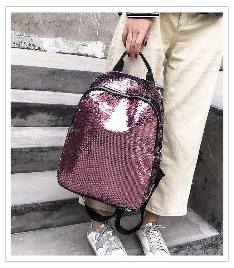 Новое поступление, женский рюкзак с блестками для девочек, Школьный Рюкзак Для Путешествий, сумка через плечо - Цвет: Розовый