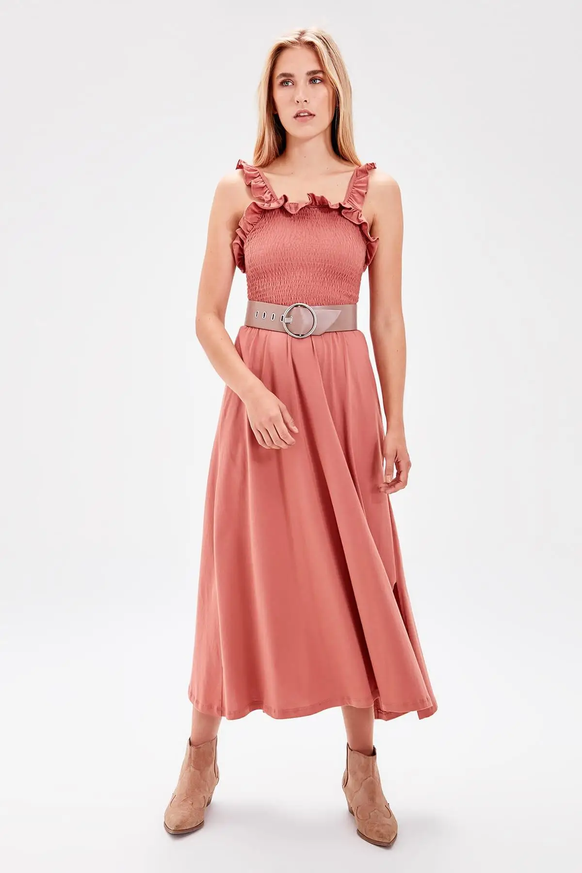 Trendyol Цвет розовое Gipeli вязаное платье TWOAW20EL0262 | Женская одежда
