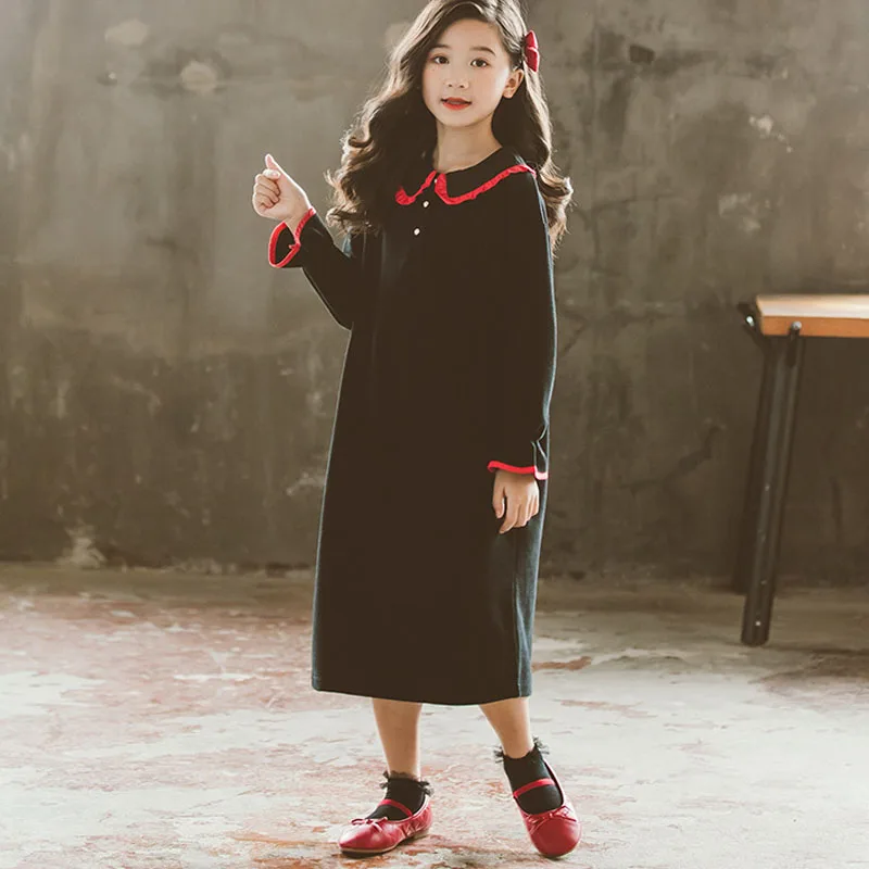 Платья для больших девочек г. Осеннее детское платье с длинными рукавами осенние вечерние платья принцессы для девочек, Рождественский костюм возраст от 2 до 18 лет