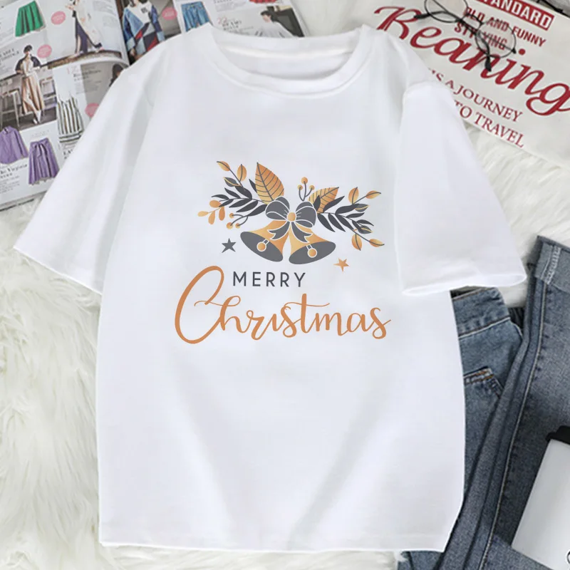 Модный Пижамный костюм с надписью «My Christmas» с милым оленем, женская футболка в стиле Харадзюку, повседневный Белый Топ, женская футболка