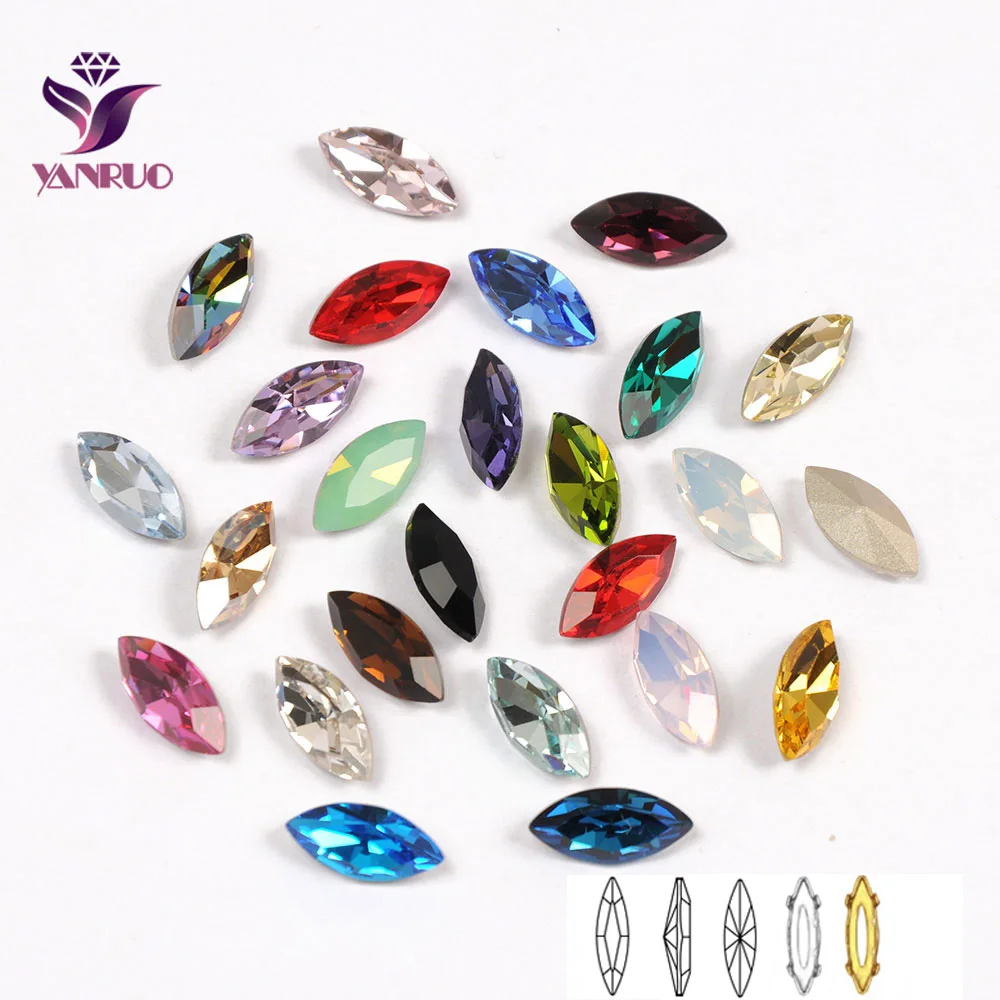 YANRUO 4200 Navette Jewelry For Crafts Stones Sewing Ornaments All for Handiwork Pointback Horse Eyes Rhinestones Glass Crystal | Дом и сад