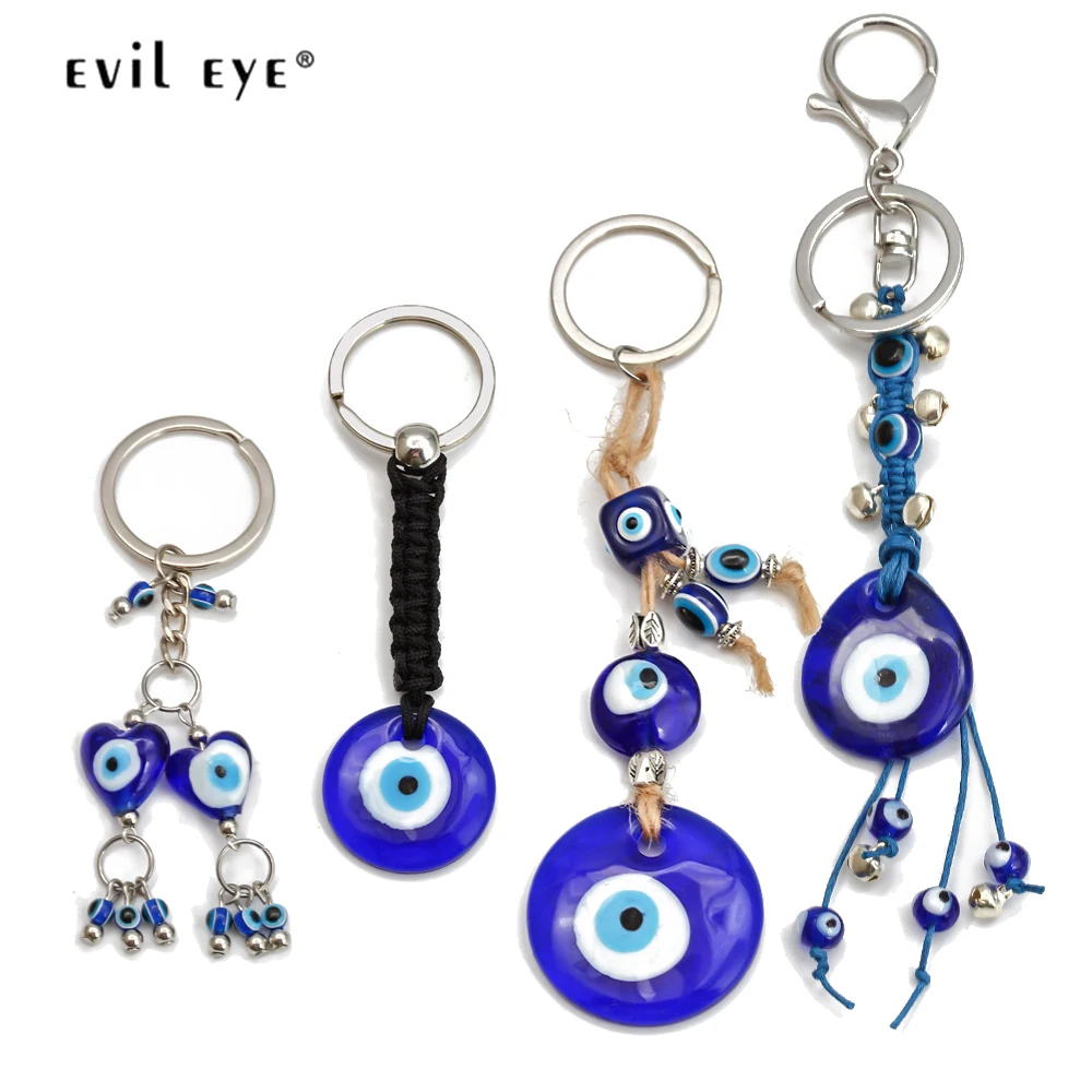 Evil Eye Glass Blue Turkish Evil Eye Ciondolo Portachiavi In Lega Color Argento Portachiavi Portachiavi Per Donna Uomo Gioielli Be260