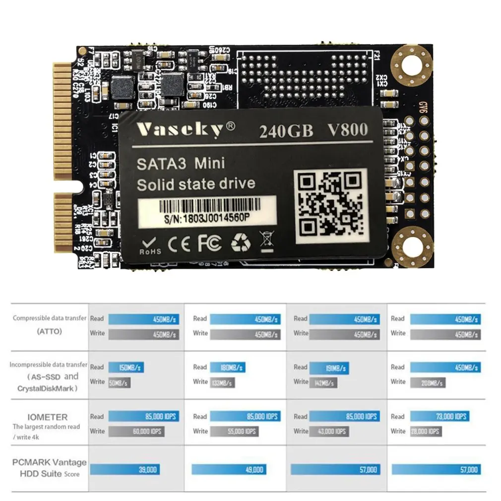 Твердотельный накопитель Vaseky SSD 240 ГБ Mini mSATA 3 SSD жесткий диск твердотельный диск внешний жесткий диск