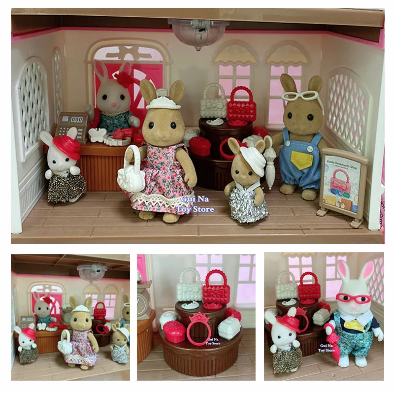 1/12 Simulation Forest Rabbit Family Dollhouse Critters IceCream Bakery Fruit Flower Handbag Shop Accessories Toy for girls Gift 3