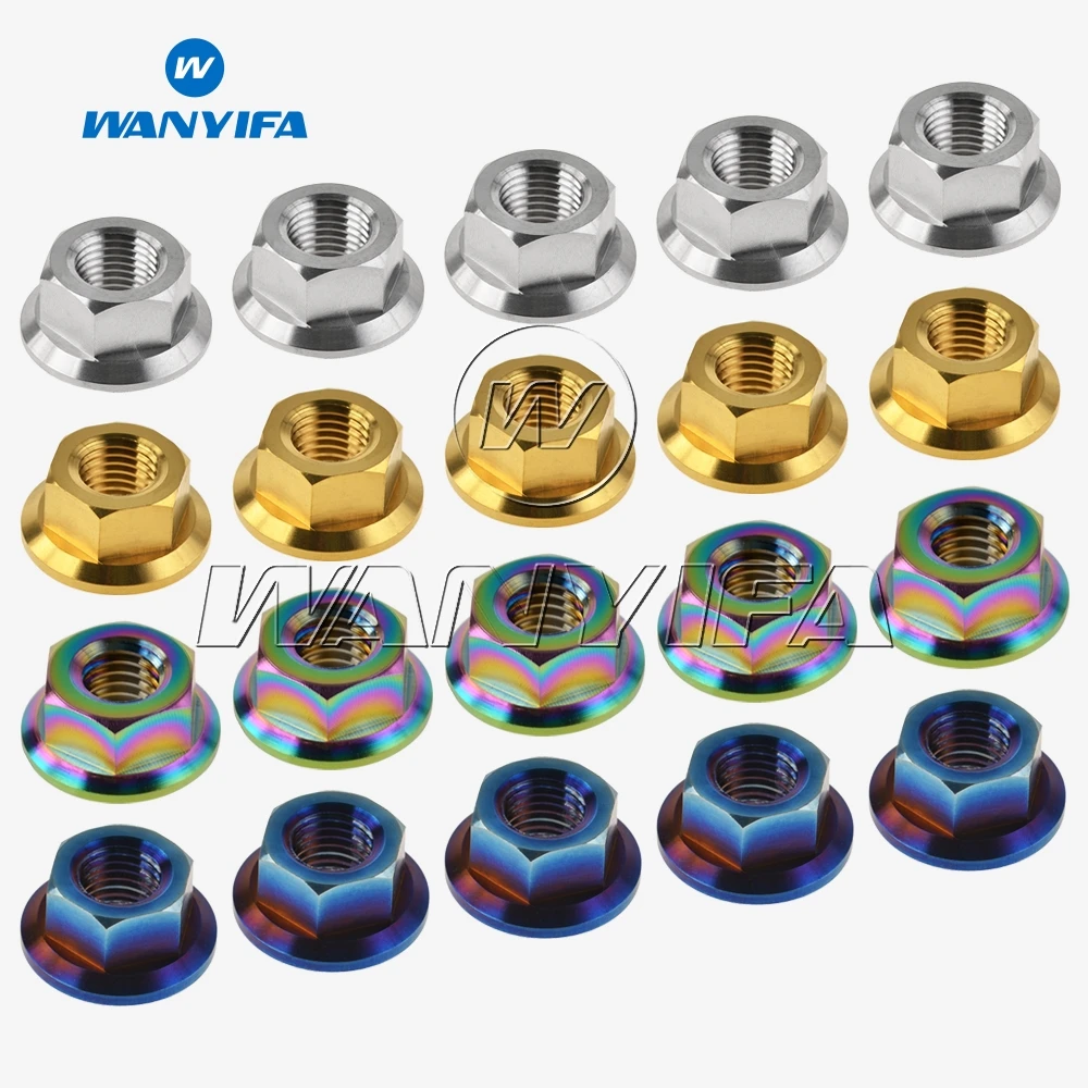 Porca para Honda Pacote de 5 Wanyifa Titânio 1.5mm Pitch Sprocket Flange Suzuki Yamaha Bluing Ouro Arco-íris M10 x 1.25mm