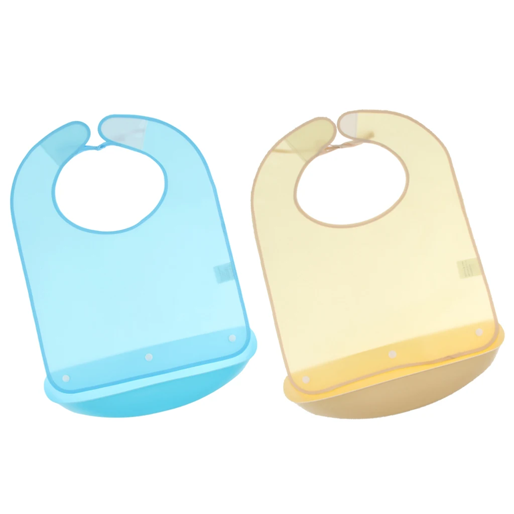 Eating Drinking Bib Meals Clothing Protector Bibs Disability Aid Apron with PE Crumb Catcher Pocket for Elderly