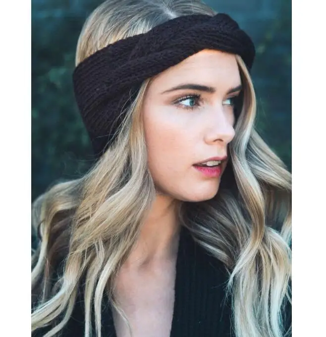 

Winter Women Ear Warmer Braid Knitted Solid Headband Wide Stretch Turban Lady Crochet Hairband Headwrap Hair Accessories