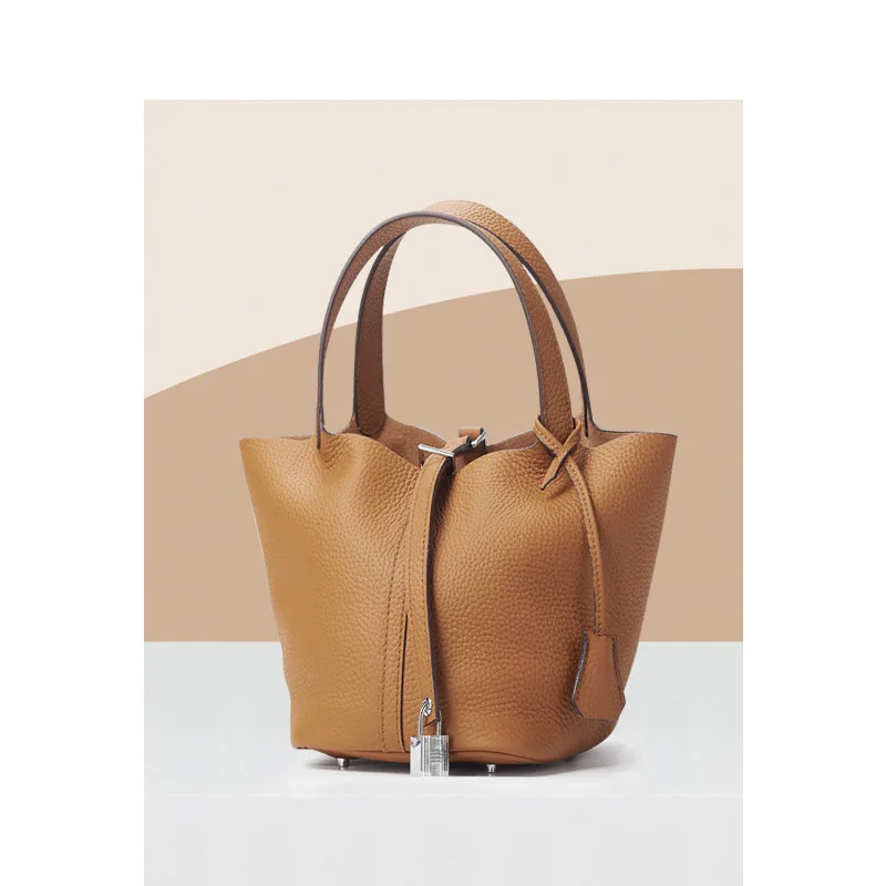 

New Leather Women's Bag Silver Soft Handbag Bucket Bag