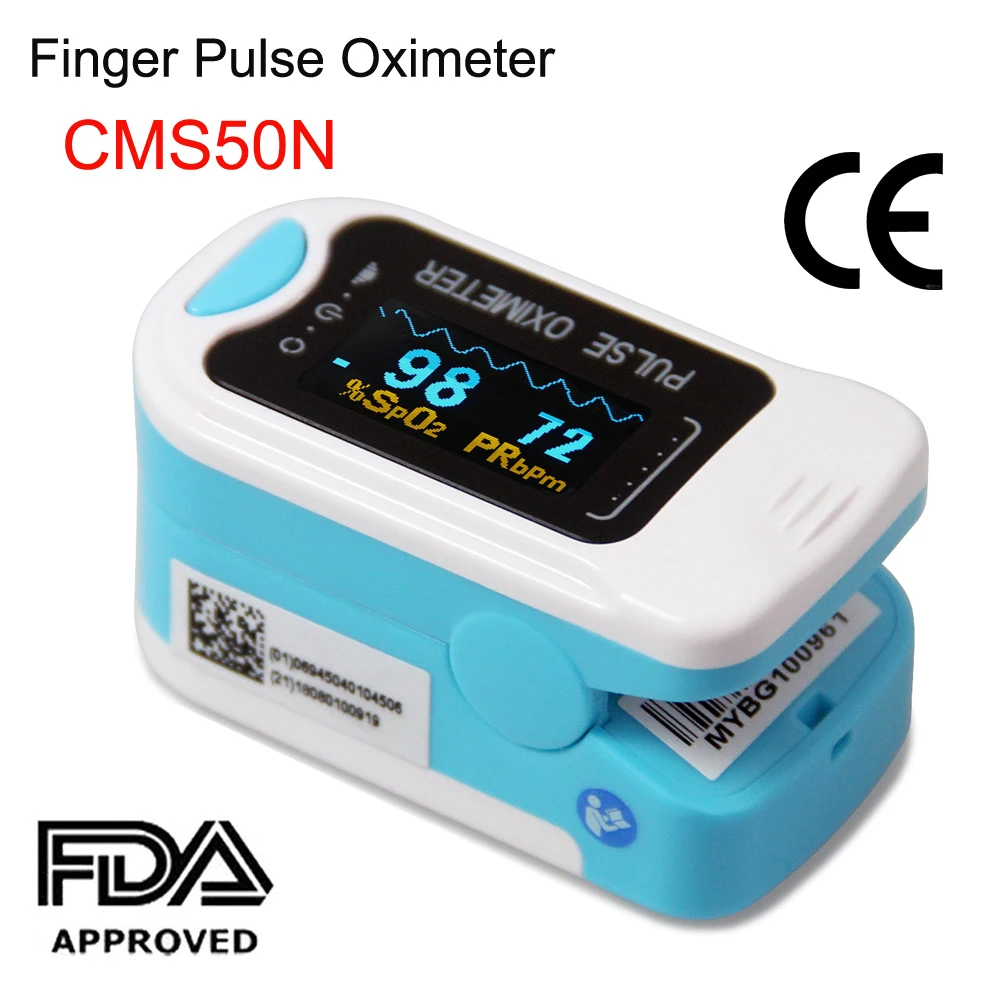CMS50N Finger Tip Pulse Oximeter Portable Blood Oxygen meter SpO2 Saturation Pulse Rate Heart Rate HR PR Health Monitor CE,FDA