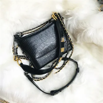 

2019 cow Leather Woman Package Crocodile Grain Stray Package Single Shoulder Span Portable Trend Small Bag