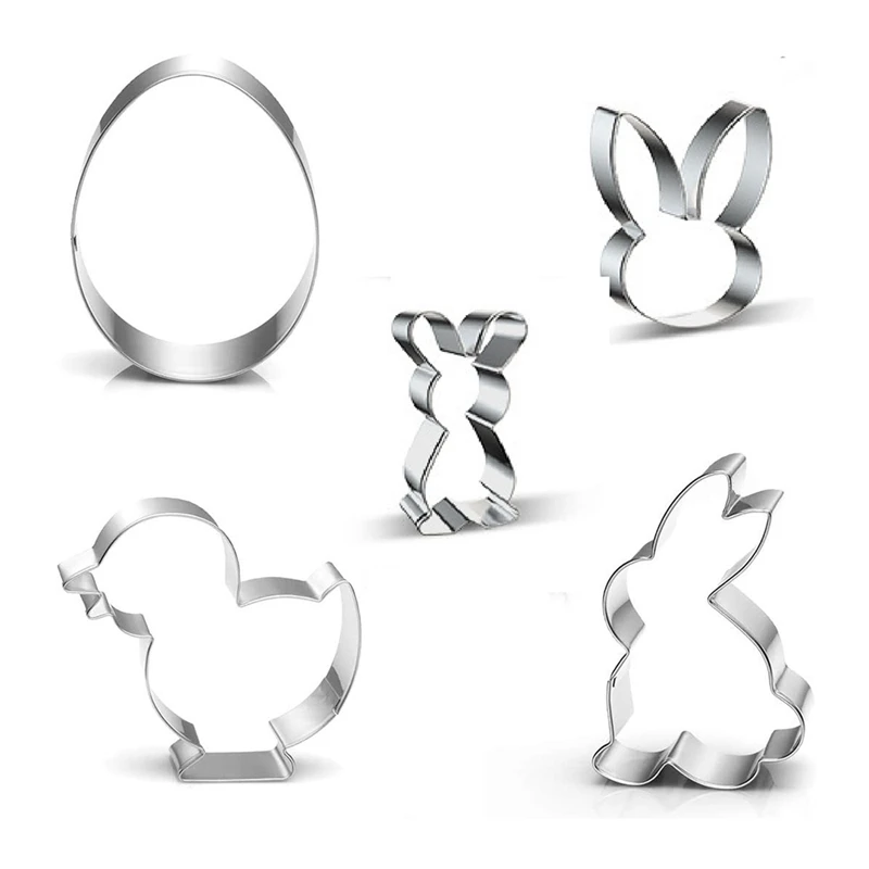 5 Pieces Cookie Cutters Easter Set Stainless Steel Biscuit Cookies |