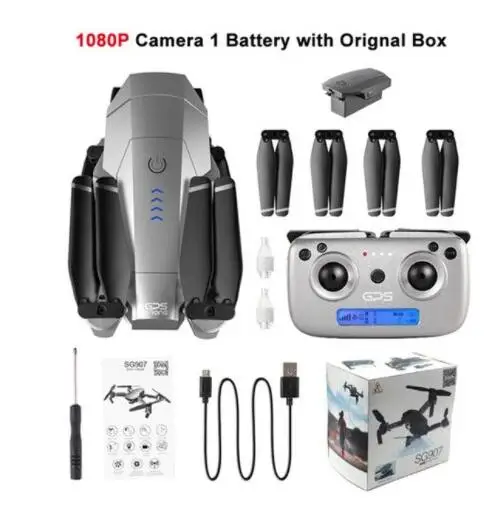 Мини SG907 5G складной Радиоуправляемый Дрон WiFi 4K 1080P HD Двойная камера gps RC Квадрокоптер съемка жестов 1600mAh Дрон уличные детские игрушки - Цвет: 1Bat 1080P Color Box