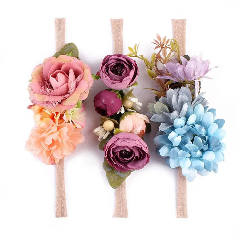 3PCS Girl Crown Headband Hair Band Baby Garlands Gold Leaves Rose Flower Head Wreath Girl Baby Toddler Flower Hair Band Hot Sale - Color: 4