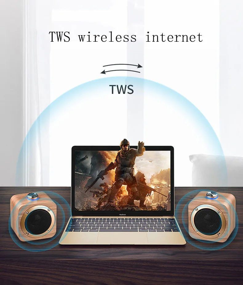 Портативная деревянная колонка с Bluetooth беспроводной компактный динамик поддержка TWS Bluetooth стереоколонка для домашнего кинотеатра