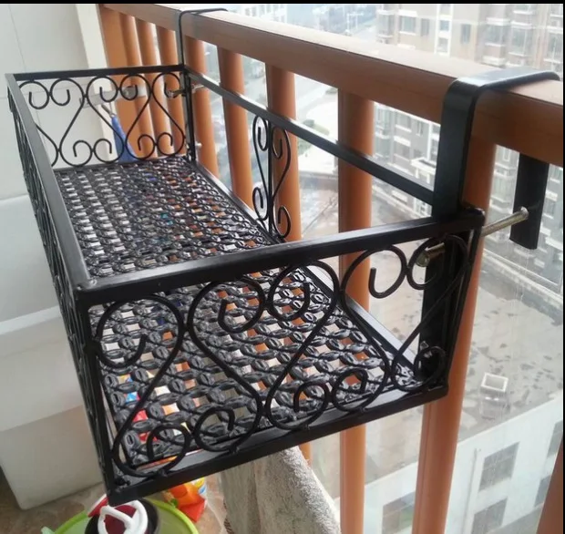 

Iron Handrail Pergola Balcony Hanging Pot Holder Vegetables Wall Hangers Potted Plant Succulent Hanging Vintage Basket