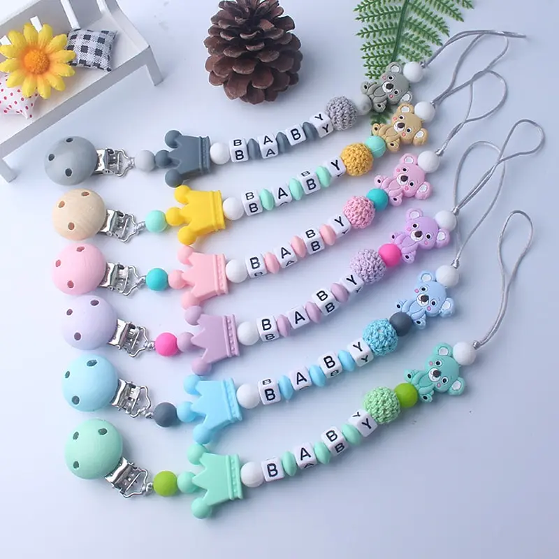 

Handmade Pacifier Clips Holder Chain Silicone Pacifier Five Star Baby Teether Teething Chain pacifier