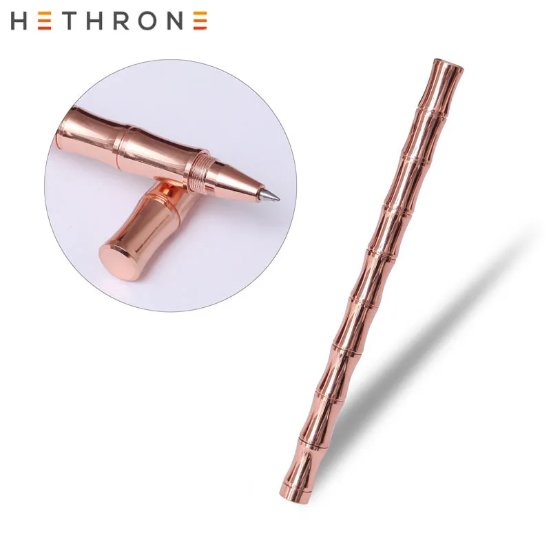 Hethrone Золотая Роскошная металлическая бамбуковая шариковая ручка в форме цветка