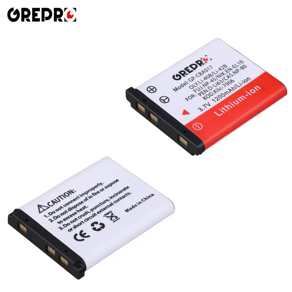 GREPRO Высокая емкость LI-40B LI40B LI 40B LI-42B EN-EL10 Сменный аккумулятор для камеры Nikon для Olympus для камеры FUJIFILM