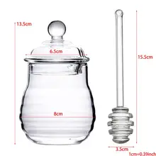 Банка для меда с ковшей и крышкой стеклянных улей, мед горшок для домашней кухни 72XF