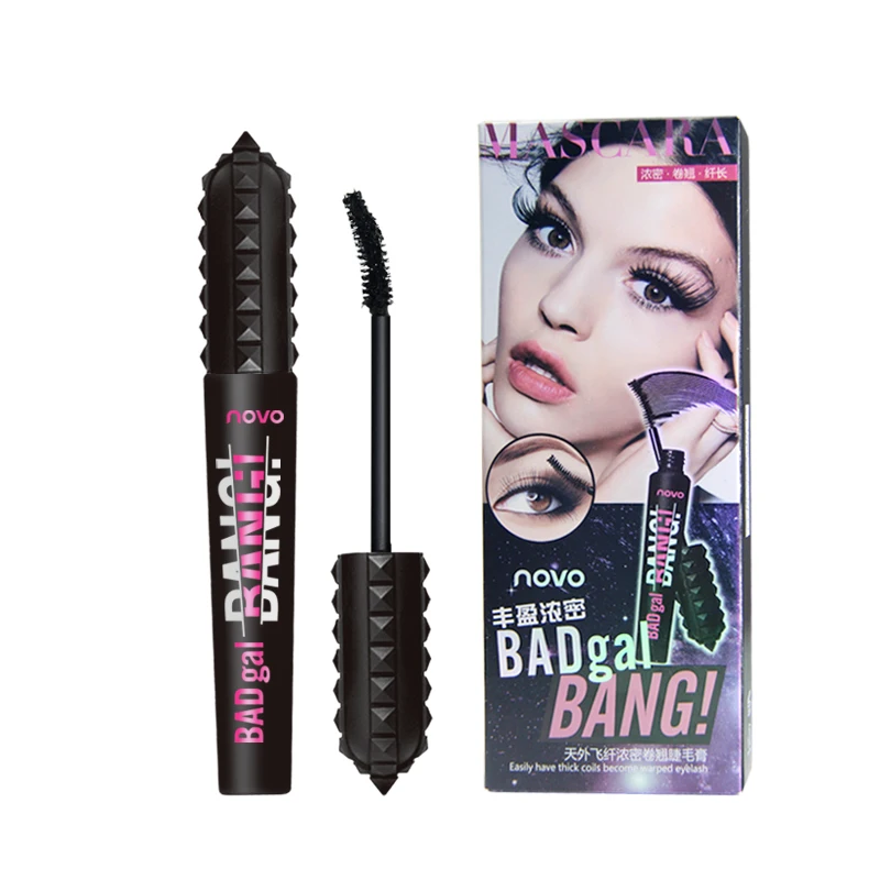 NOVO makeup mascara volume waterproof long lasting curling thick fiber eyelash mascara black lengthening makeup extension 4