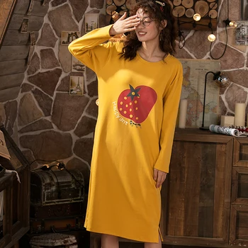 

100% Cotton Made Pajamas For Women 2020 Spring Summer Nice Nightgown For Girl Comfortable Sleepwear Female Dress