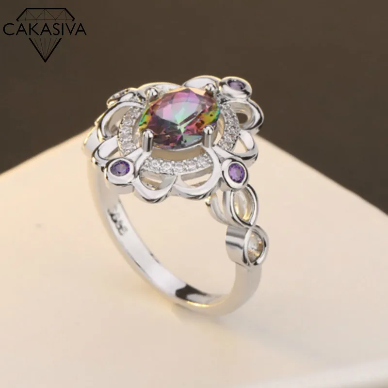 

Women's S925 Silver Colorful Zircon Ring Engagement Wedding Gift Jewelry Ring Wholesale