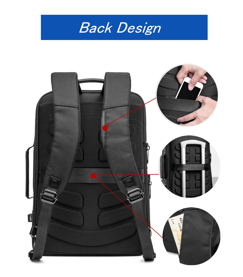 BISON DENIM модный рюкзак, рюкзак с usb зарядкой, многофункциональная мужская дорожная сумка 17 дюймов, рюкзак для ноутбука для подростка N2977