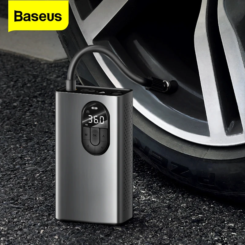Baseus Car Air Compressor Portable Electric Air Pump Mini Auto Tyre Inflator Car Air Tire Pump For Car Bicycle Moto Boat