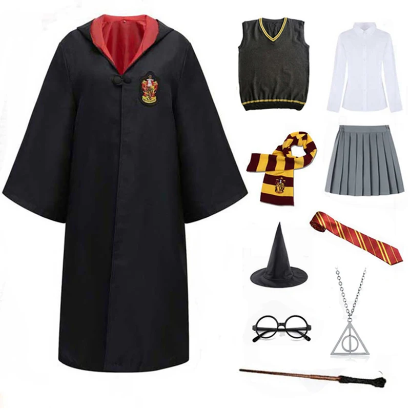 Костюм для косплея Slytherin на Хэллоуин детей и взрослых плащ халат галстук шарф