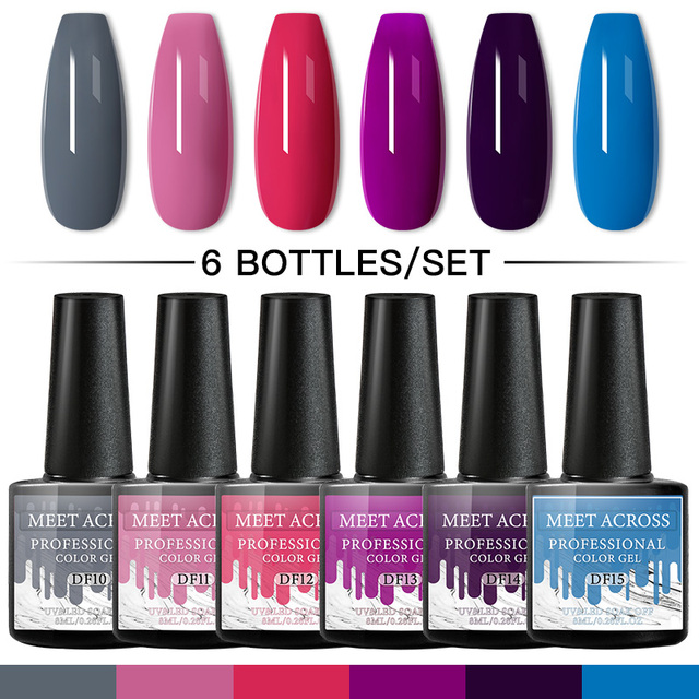 Gel Nail Polish Set With Top Base Gel Glitter Color Semi Permanent UV Led Gel Varnish Soak Off Nail Lacquers