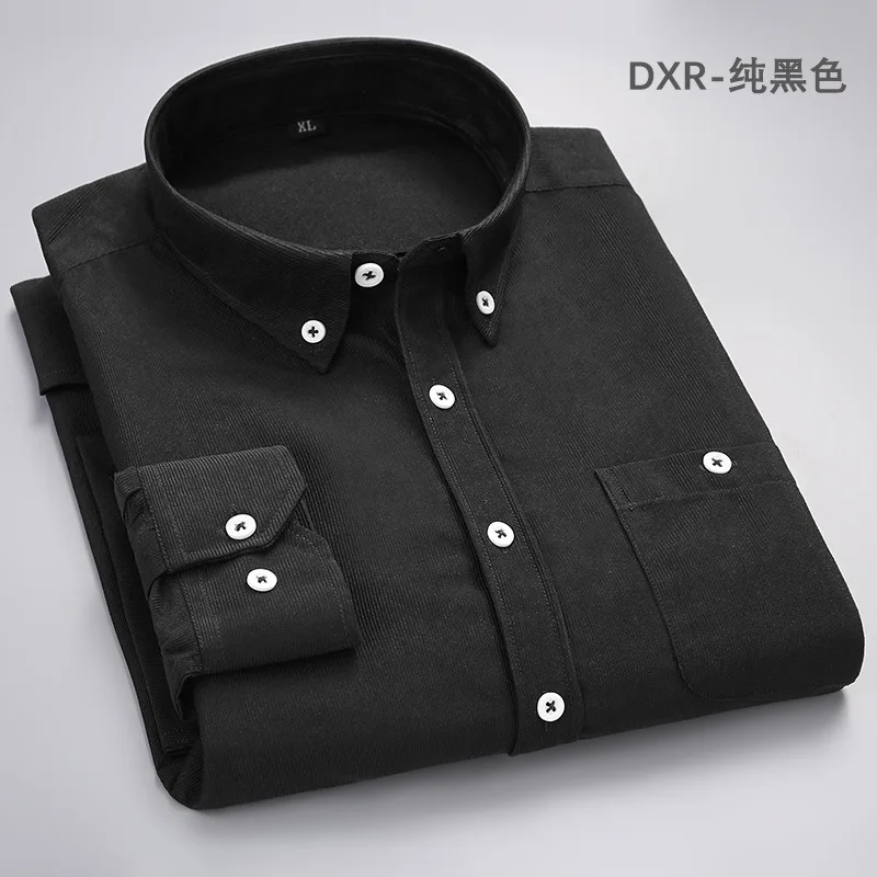 black Новая Вельветовая рубашка, мужская рубашка, chemise homme, мужская рубашка, мужские рубашки, chemise homme manche, Длинные - Цвет: black