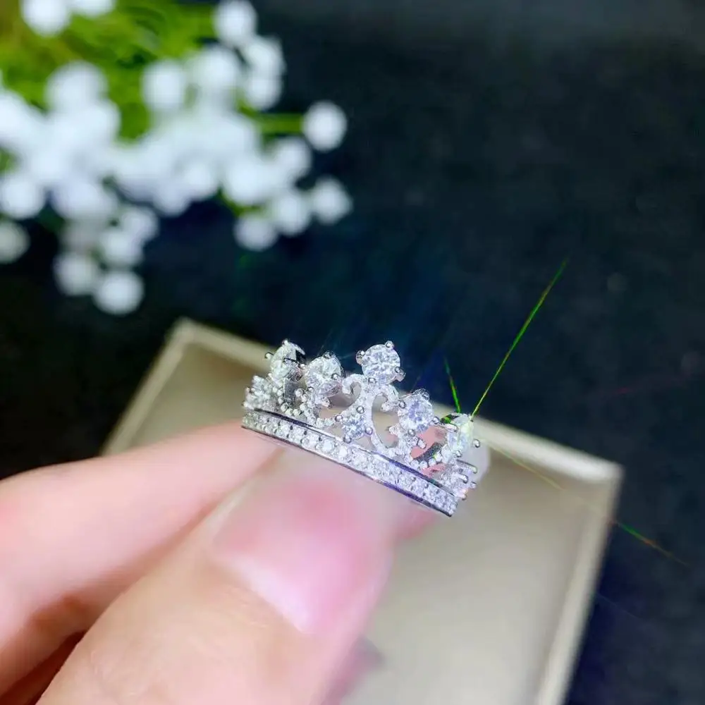 Moissanite Корона кольцо, королева, 925 серебряный бриллиант, день рождения свадьба подарок