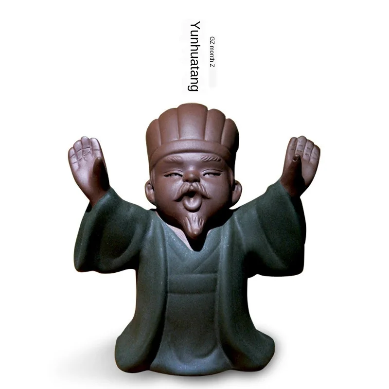 Творческая глина чайные украшения три царства фигура Zhuge Liang Kong Ming Bi Tuo Bijia чайный