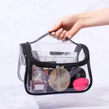 

Portable Transparent PVC Waterproof Cosmetic Bag Women Makeup Bags Toiletries Organizer Bath Wash Makeup Toiletry pouch Tote New