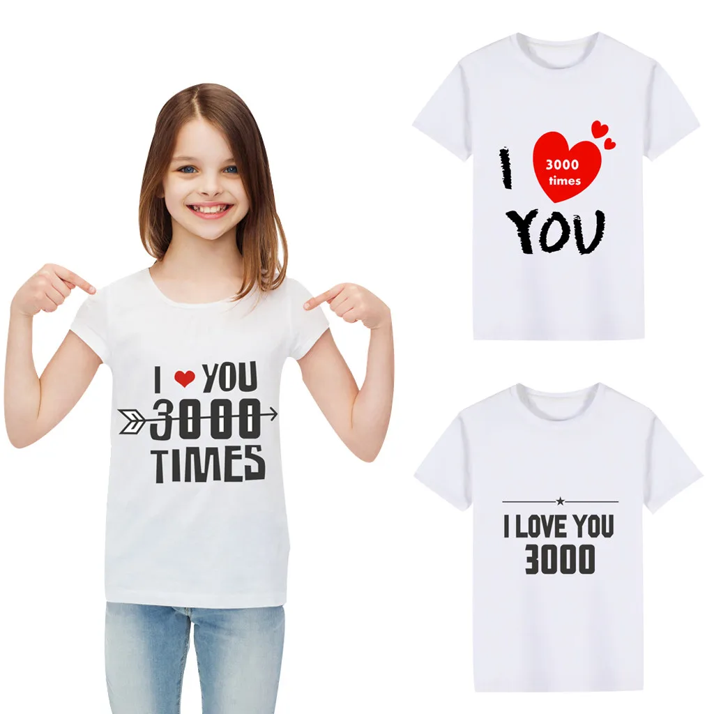 

2019 New Fashion Cartoon Children T-shirt Kids Girls Boys I Love You 3000 Letter Printed T-shirt Tops Clothes #BL2