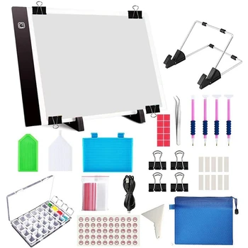 

Diamond Painting A4 Kit,Diamond Art Light Board With 5D Painting Tools Kit, Supplies Includes Light Pens,Stand,Pad Board