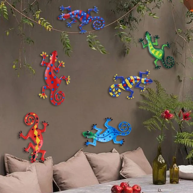 1 Db Fém Gecko Fali Dekoráció Inspiráló Szobor Otthoni Kerti Hálószoba Nappali Iroda Művészeti Kézműves Táj